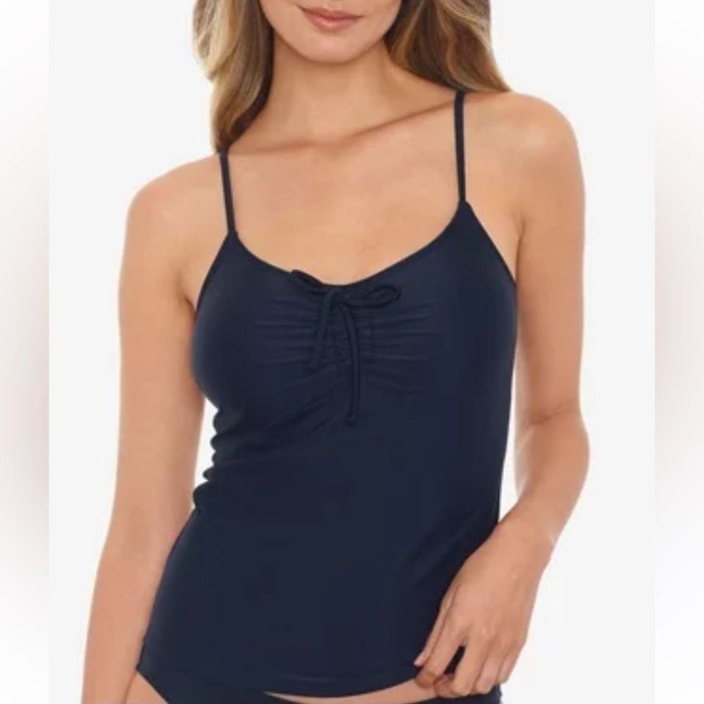 NWT Salt + Cove Women's Tie Front Tankini Top Sz XS Black Swim Top Beach Summer